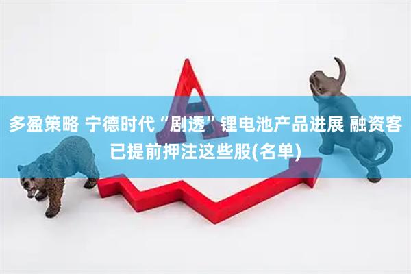 多盈策略 宁德时代“剧透”锂电池产品进展 融资客已提前押注这些股(名单)